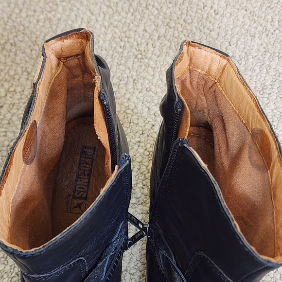 PIKOLINOS Black Leather Ankle Heel Boots Side  Zip US 9-9.5 - Picture 10 of 12